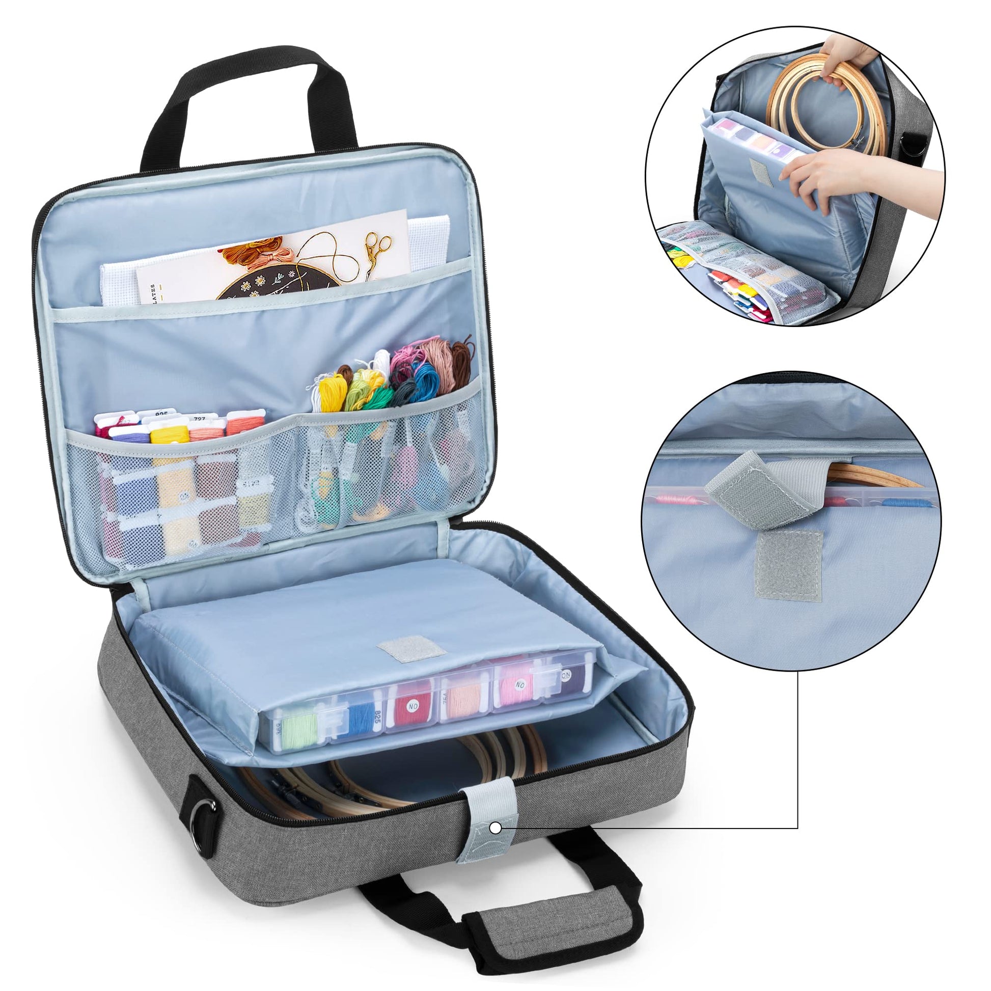 LUXJA Embroidery Project Bag, Embroidery Kits Storage (Bag Only), Gray