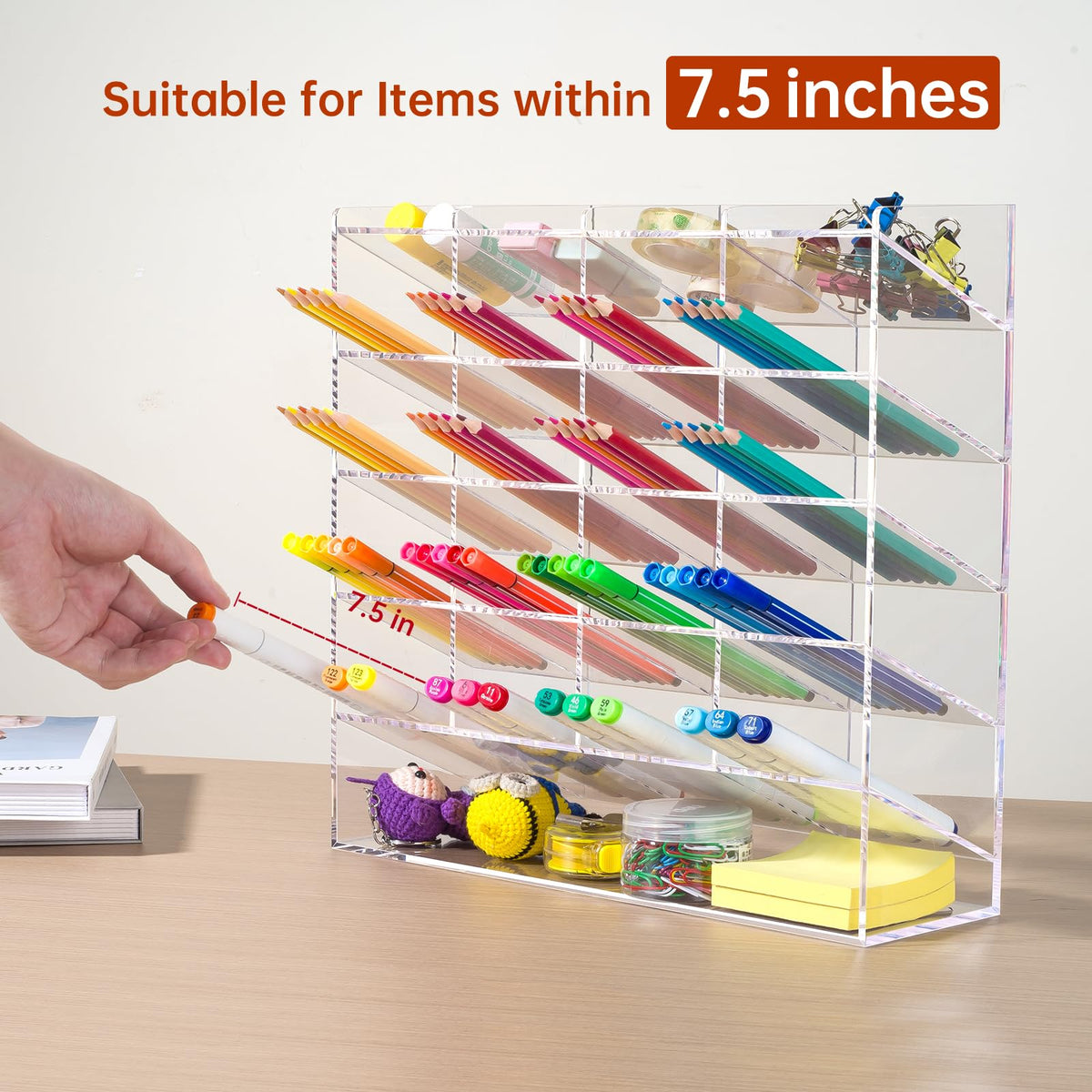 BEYGORM Acrylic Vertical Marker Organizer for 250 Markers, Desk Orgaizer