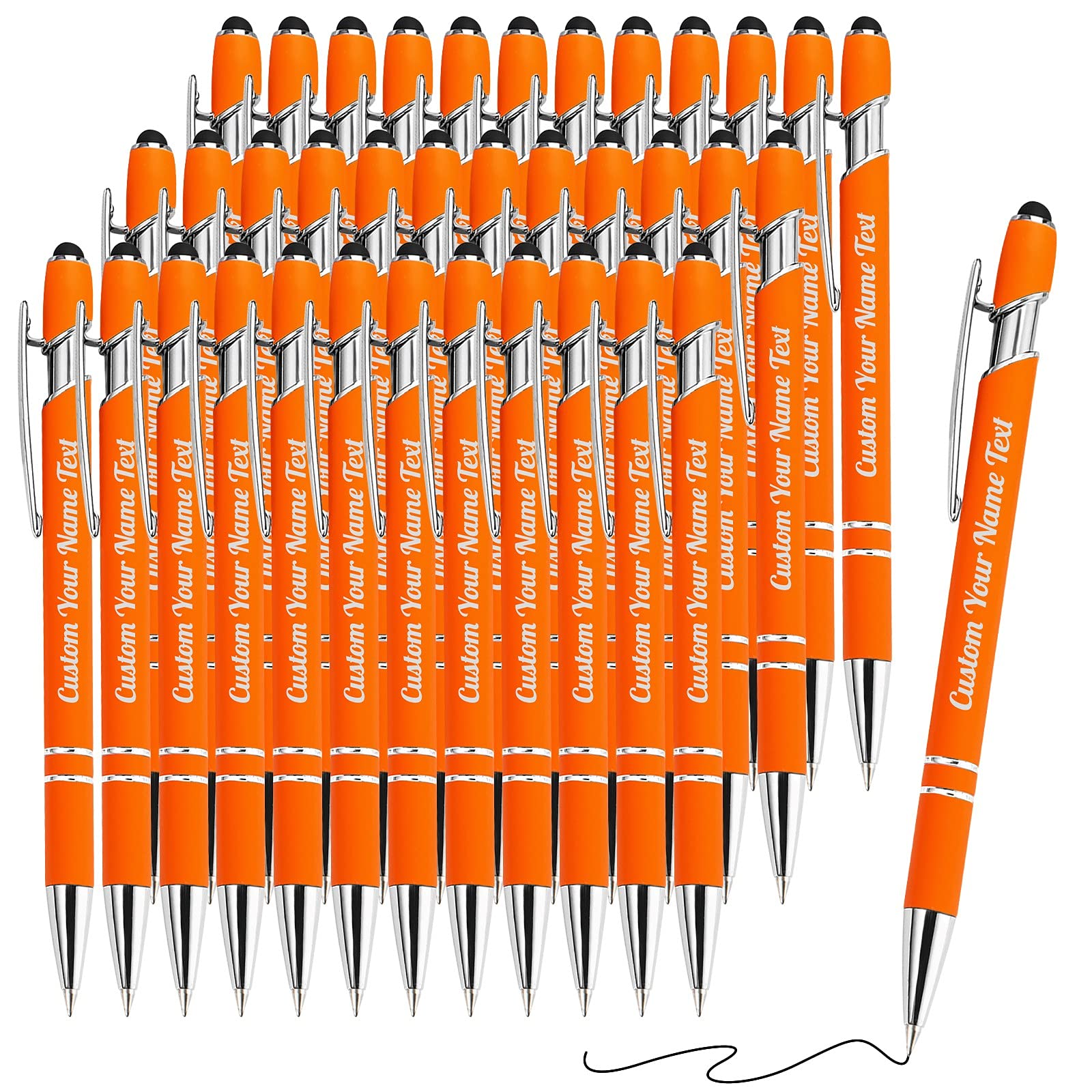 36PCS Personalized Pens Bulk with Name Free Engraving,Custom Ballpoint Pens with Stylus,Engraved