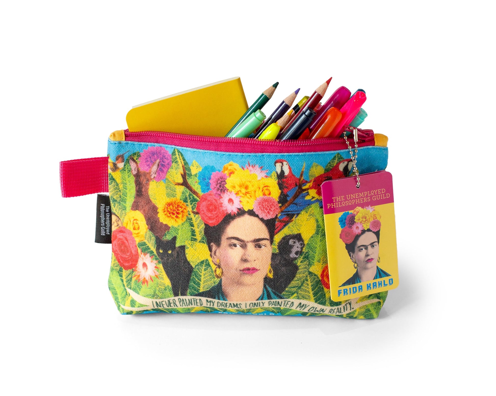 The Unemployed Philosophers Guild Frida Kahlo Bag - 9" Canvas Art Themed Zipper Pouch for Pencils