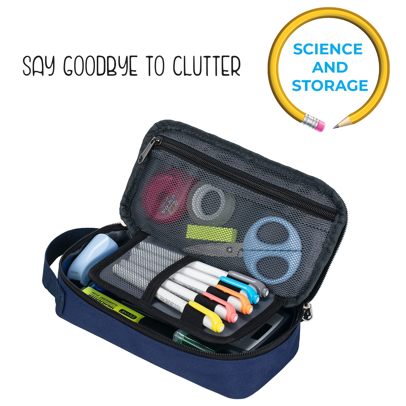 ECHSRT Large Pencil Case, Aesthetic Pen Pouch with Big Capacity, Minimalist Portable Stationery Bag