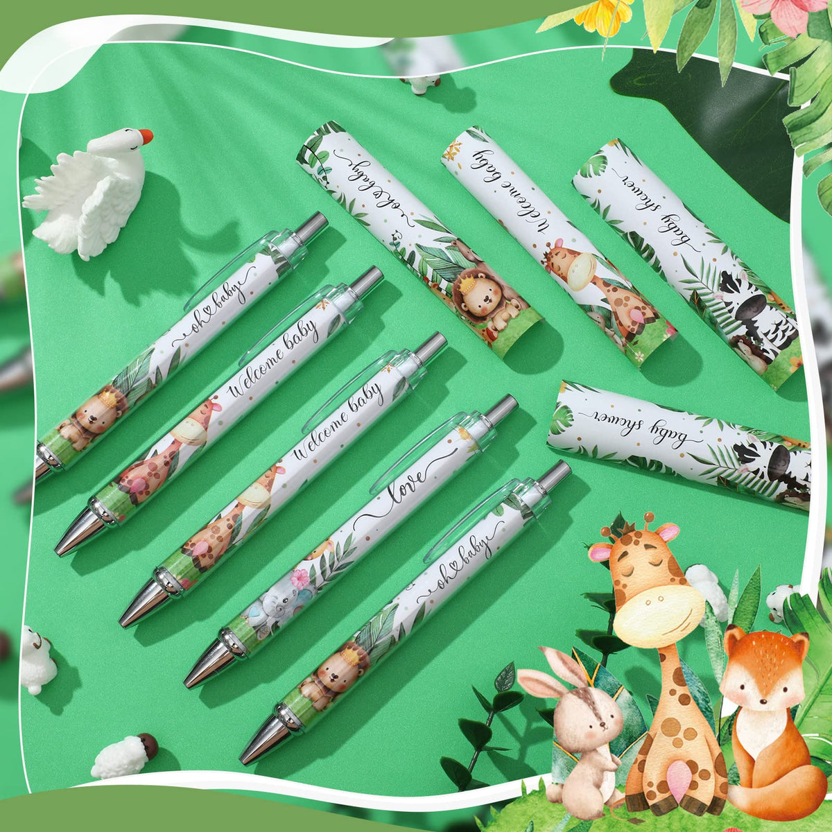 Chuangdi 48 Pcs Baby Shower Pens, Bulk Party Favors for Guests, Retractable Ballpoint Pens Black