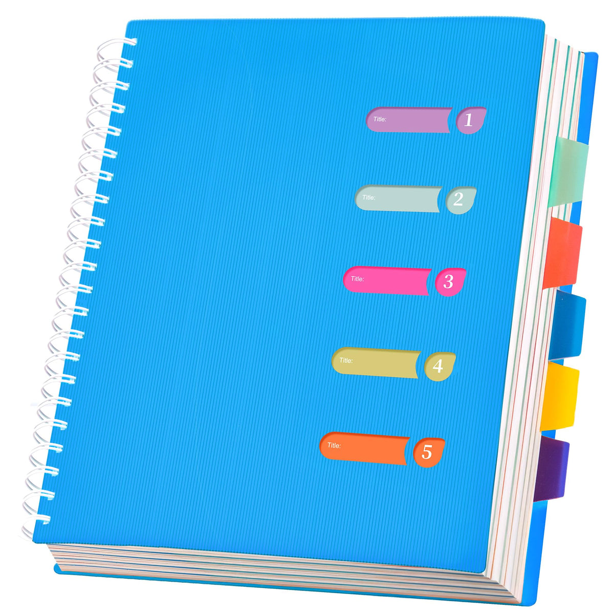Yoment 5 Subject Notebook 8.5 x 11 Large Spiral Notebook with Dividers