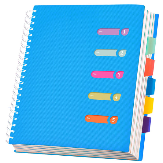 Yoment 5 Subject Notebook 8.5 x 11 Large Spiral Notebook with Dividers