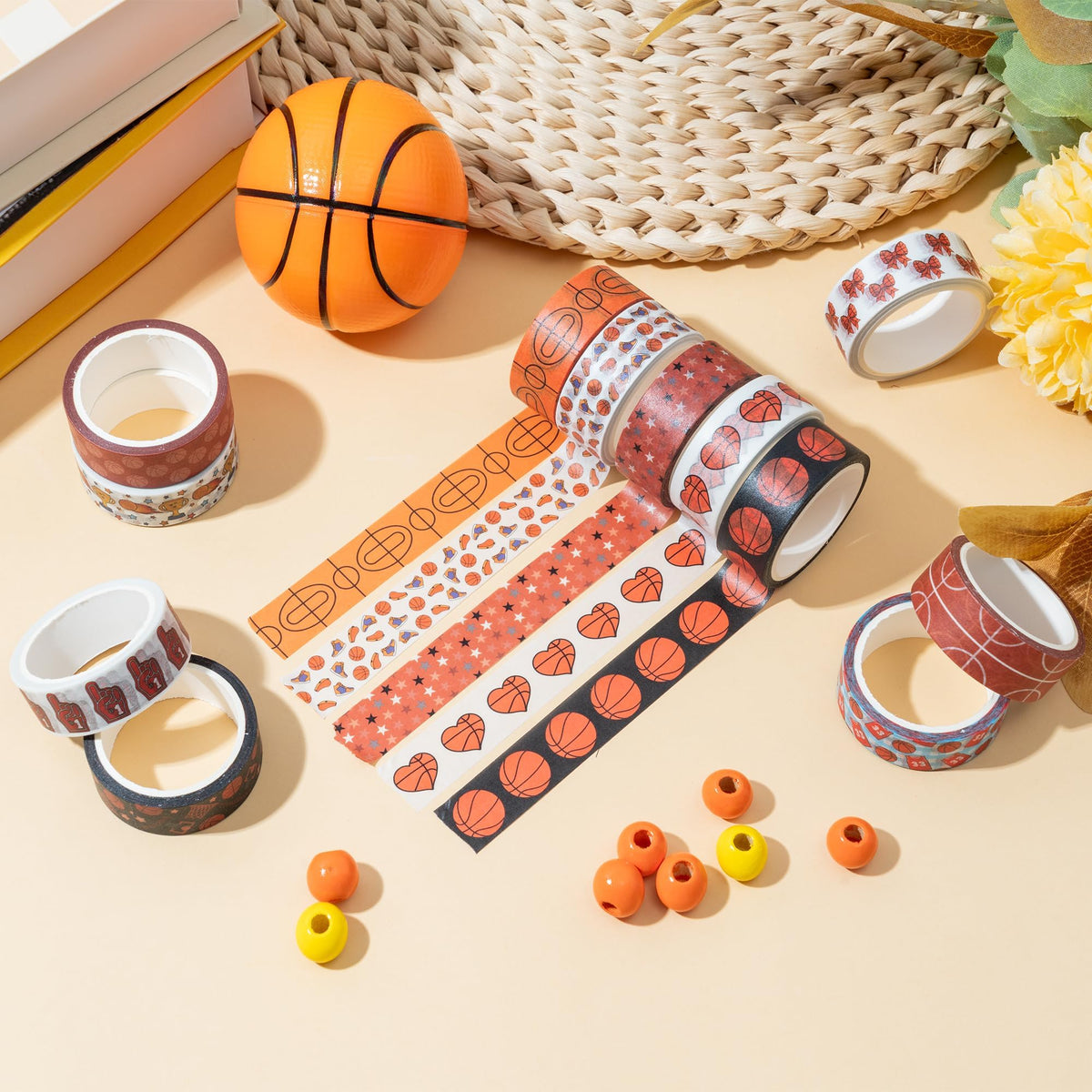 BkeeCten 12Rolls Sports Theme Premium Acid Free Repositionable Washi Tape