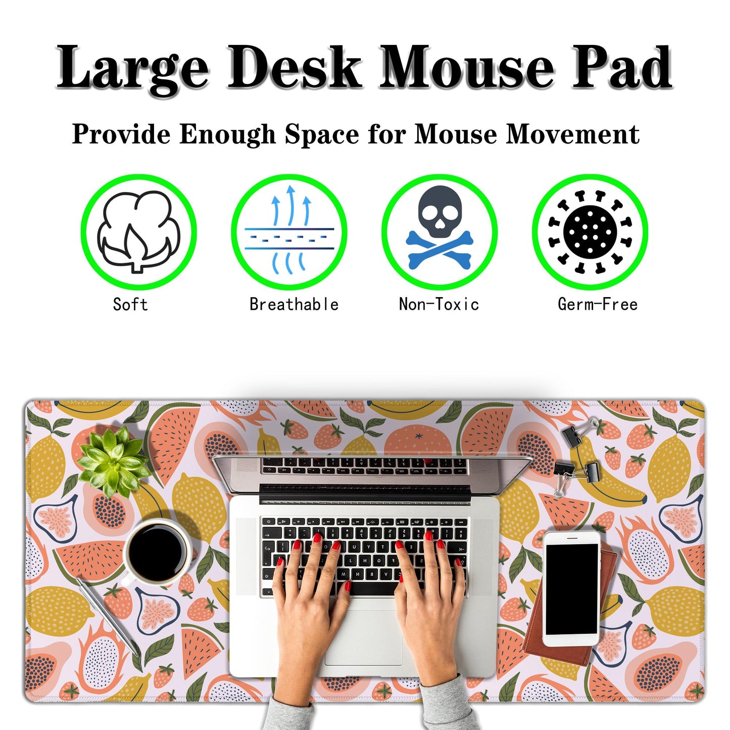 Samgula Large Desk Pad, Keyboard Mouse Pad Gaming Desk Mats, Mouse Pad Mat Non-Slip Rubber Base