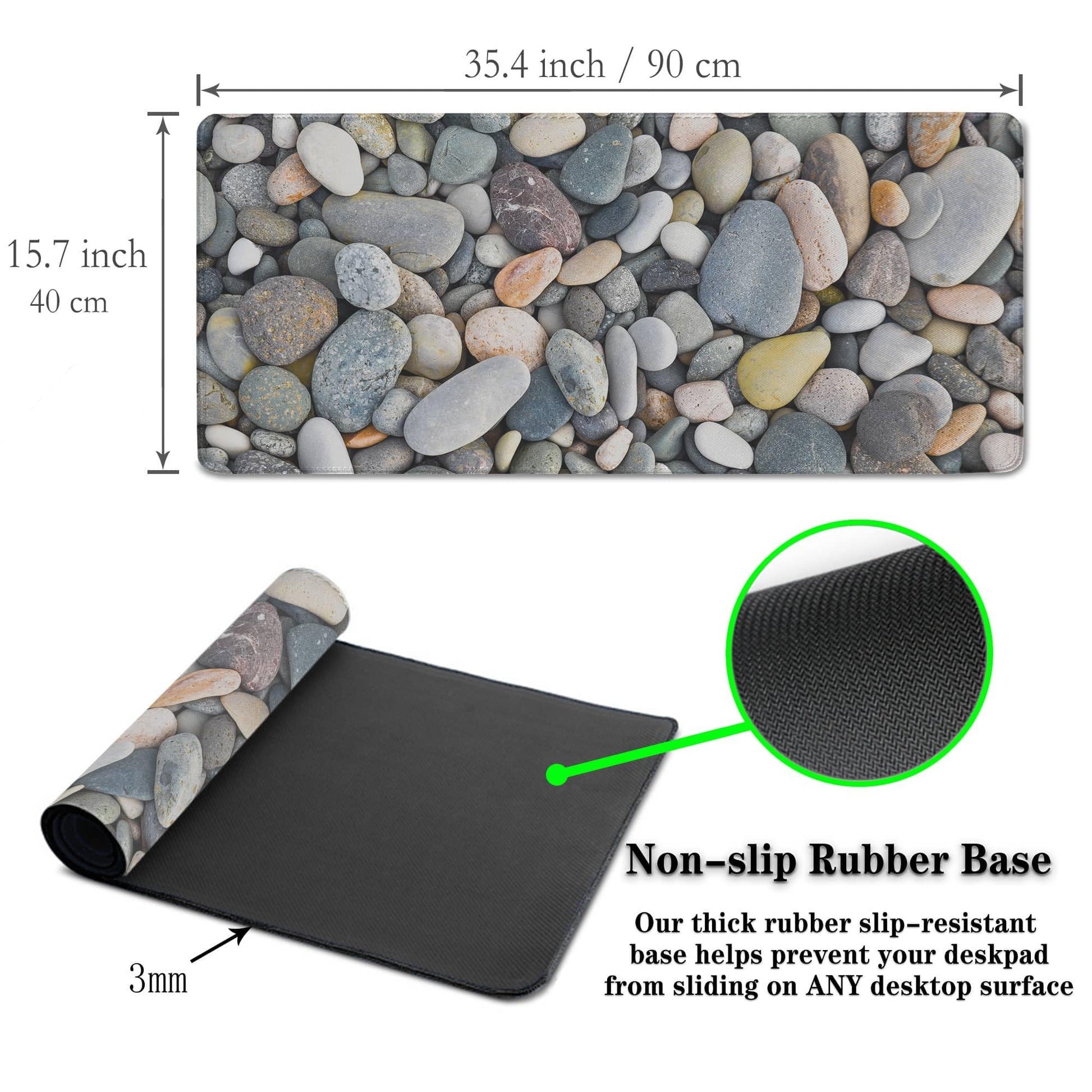 Samgula Computer Desk Pads Cobblestone Gaming Mouse Mat, Desk Mouse Pad XXL Mouse Pads, Desktop
