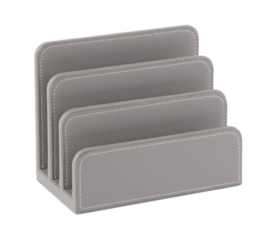 OSCO Faux Leather Mail Sorter & Envelope Organiser – Desk File Storage Stand with Display Slots