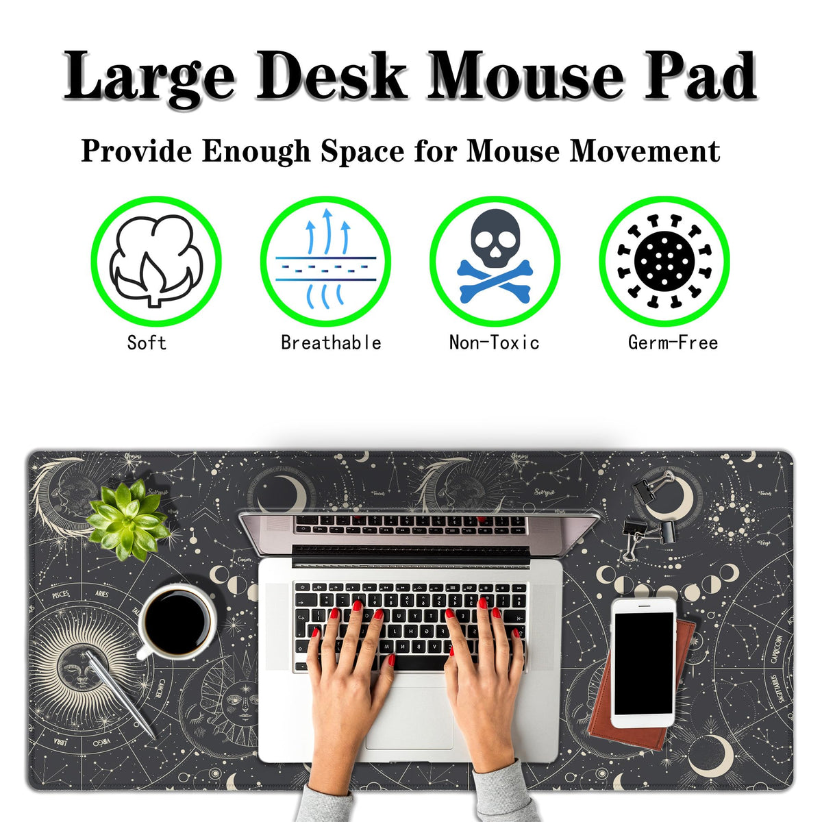 Samgula Big Mouse Pad Black Gaming Mousepad Computer Desk Accessories for Men Keyboard Mats