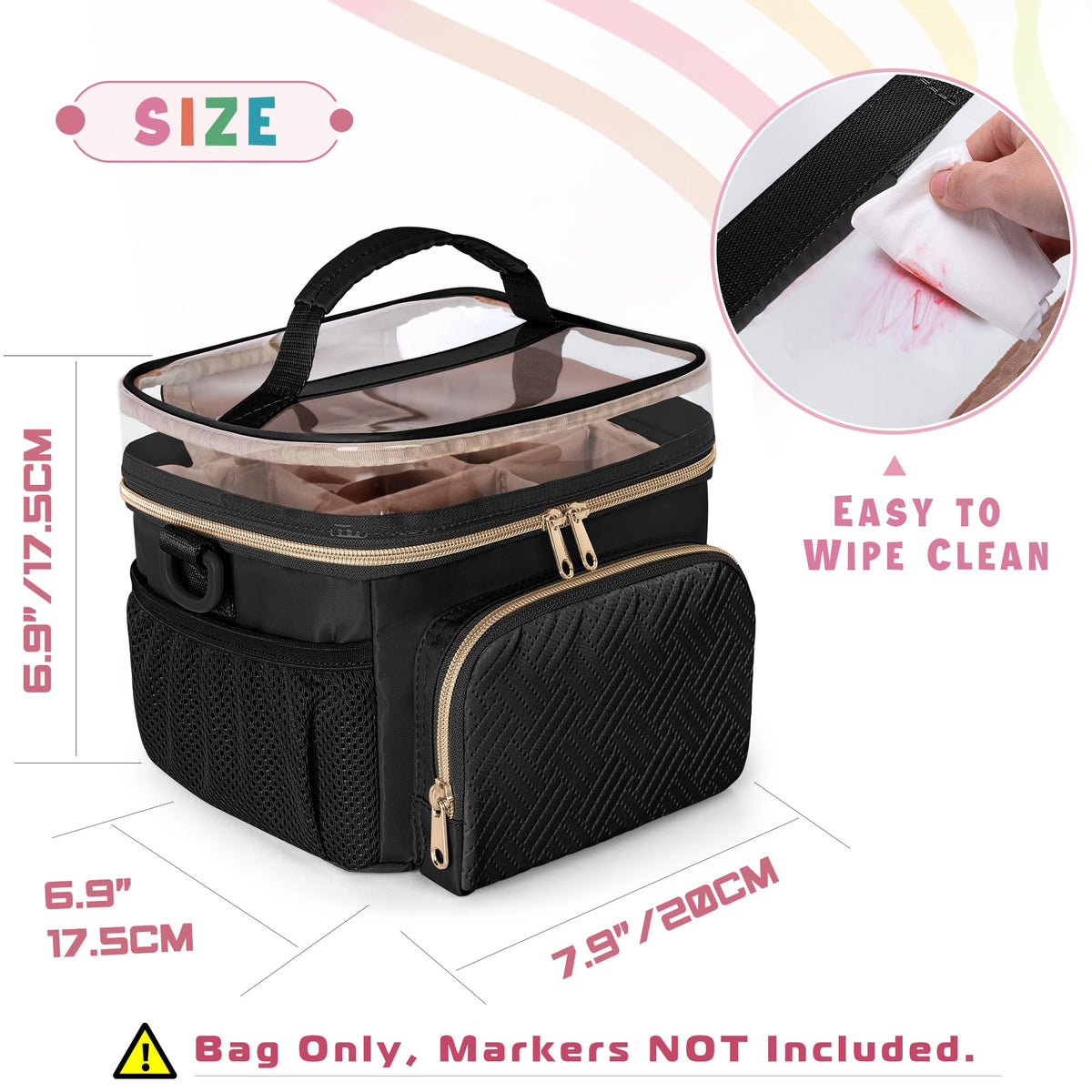 Rexmica Marker Organizer Case Storage Bag for 100 Markers, Black
