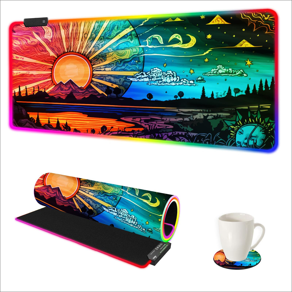 DINKY RGB Mouse Pad Large, Led Gaming Mousepad Glowing Mat Colorful Soft Keyboard Mat for Computer