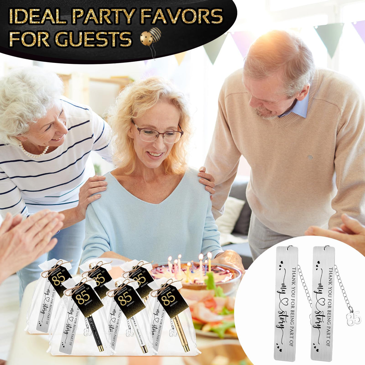 Sinload 25 Sets Birthday Favors for Guests 25 Thanks for Coming Ballpoint Pens 25 Metal Bookmarks