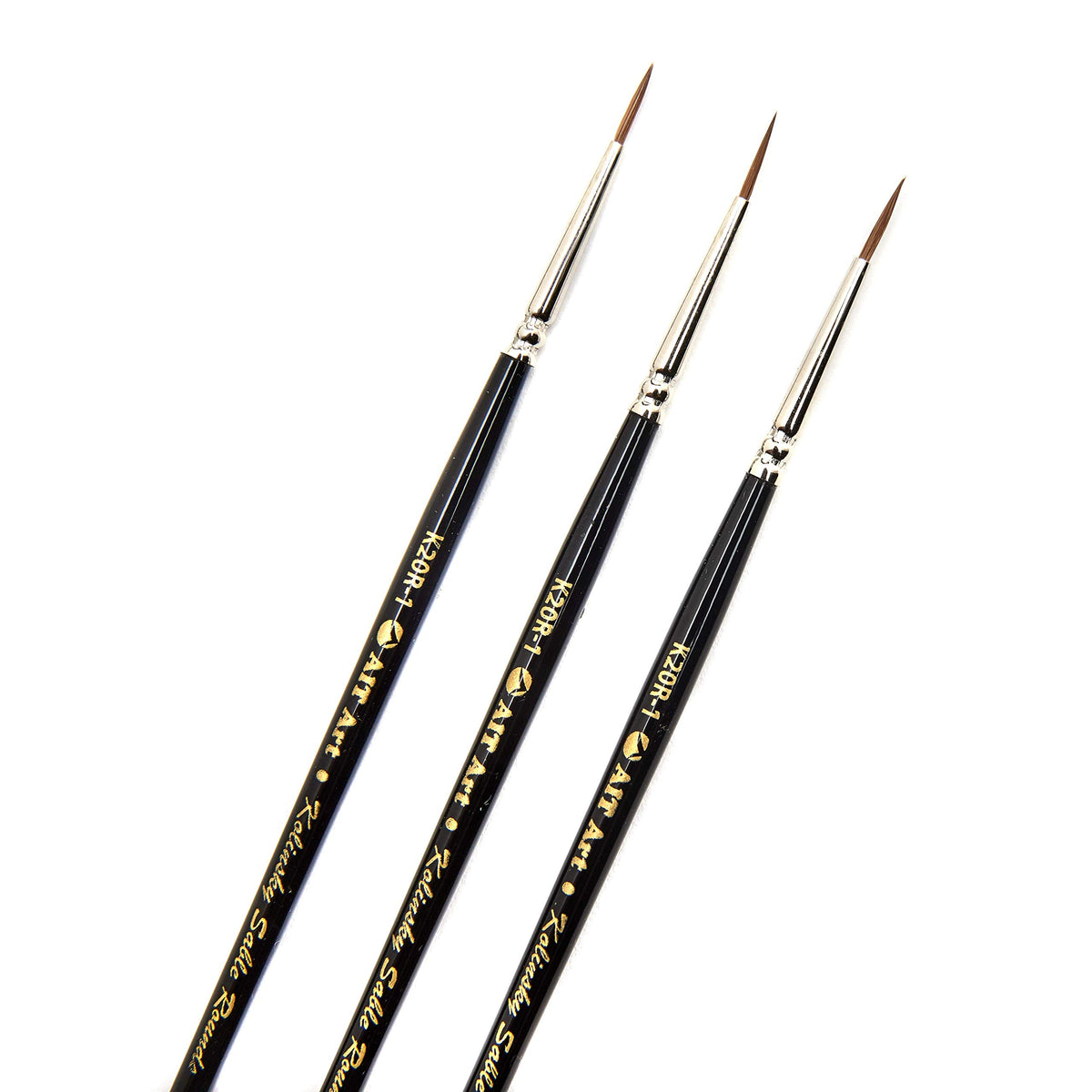 AIT Art Premium Round Detail Kolinsky Paint Brushes, Size 1, Pack of 3, Pure Russian Red Sable