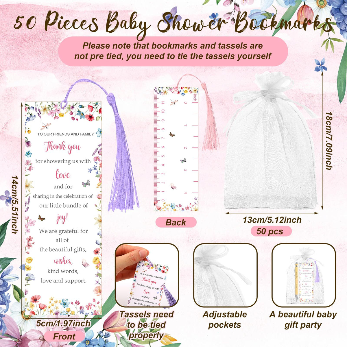 Gilprop 50 Sets Wildflower Baby Shower Gender Reveal Favors for Guests
