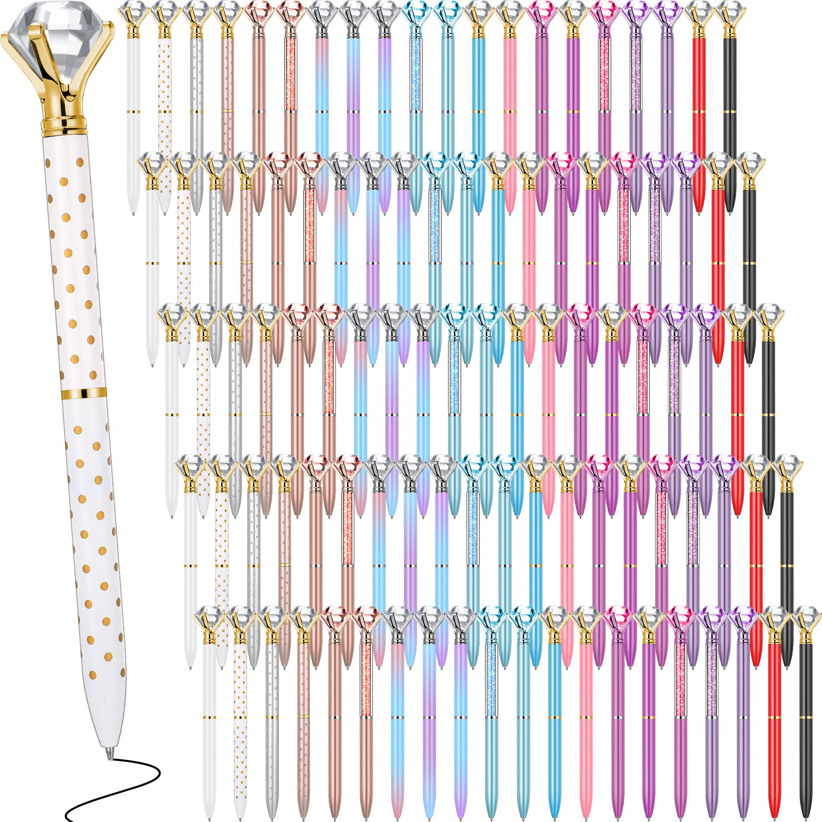 Sherr 100 Pack Crystal Diamond Pens Jewel pen Bulk, Elegant, Assorted