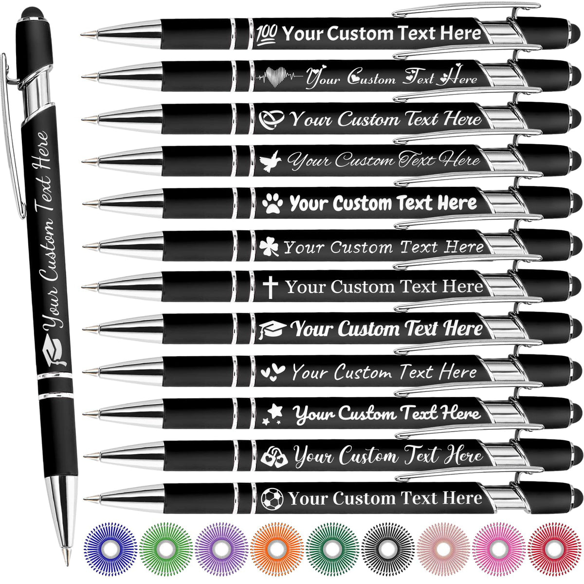 MaWeeTn Personalized Pens with Name, Custom Pen Customized, 0.5 mm Engraved Ballpoint Pens Bulk