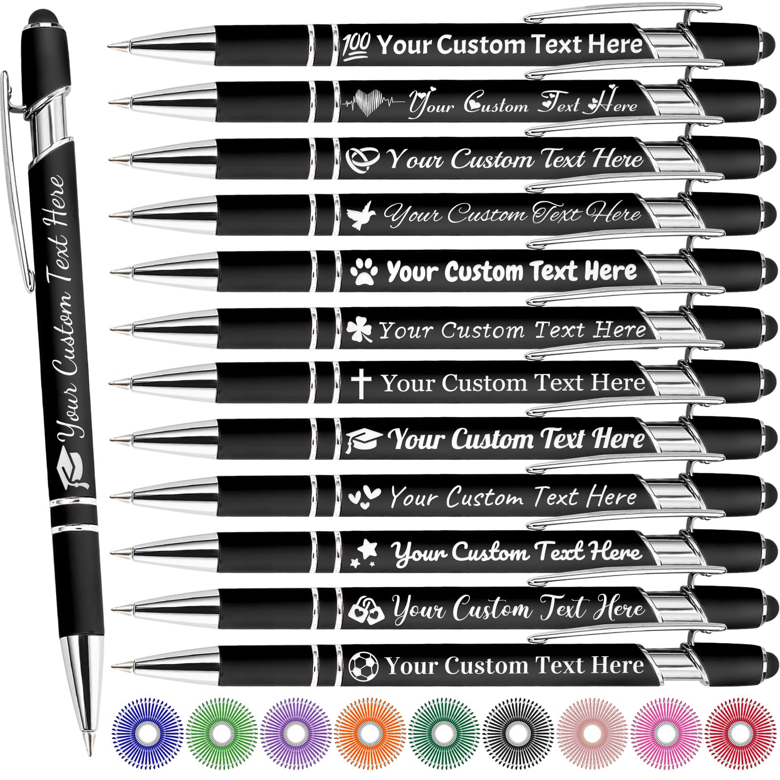 MaWeeTn Personalized Pens with Name, Custom Pen Customized, 0.5 mm Engraved Ballpoint Pens Bulk