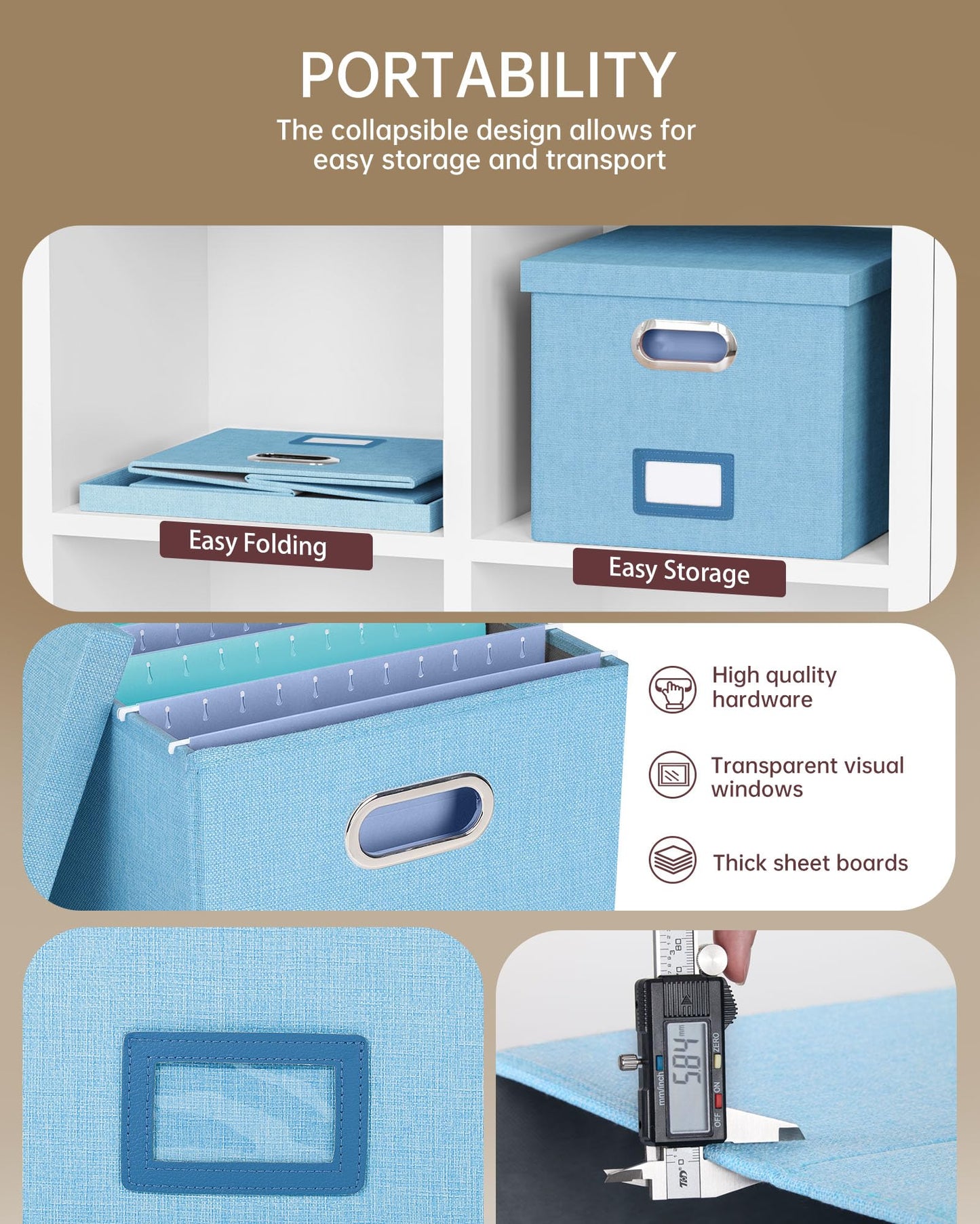 Oterri File Organizer, File Box, File Cabinet for Letter File Folder Storage, Portable Storage Bins