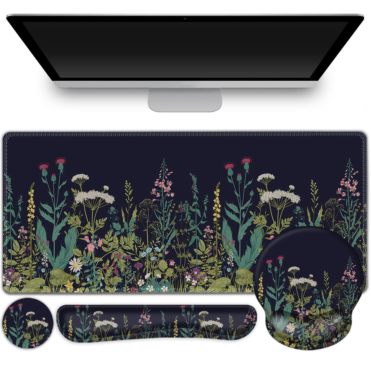 ToLuLu Desk Mat, XXL Large Mouse Pad Wrist Support Set，4 in1 Gaming Mousepad Desk Pad+ Ergonomic