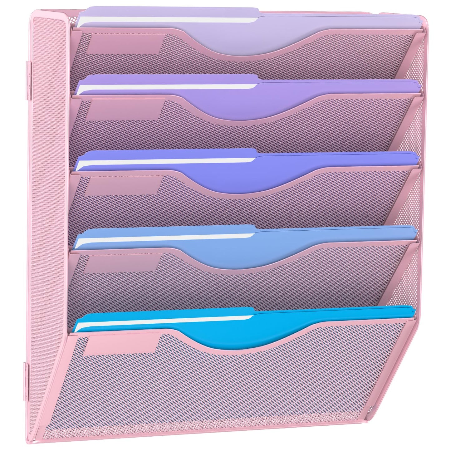 Gawerk 5 Tier Hanging Wall File Organizer, Mesh Mail Paper Orgnization Hanging File Folder Holder