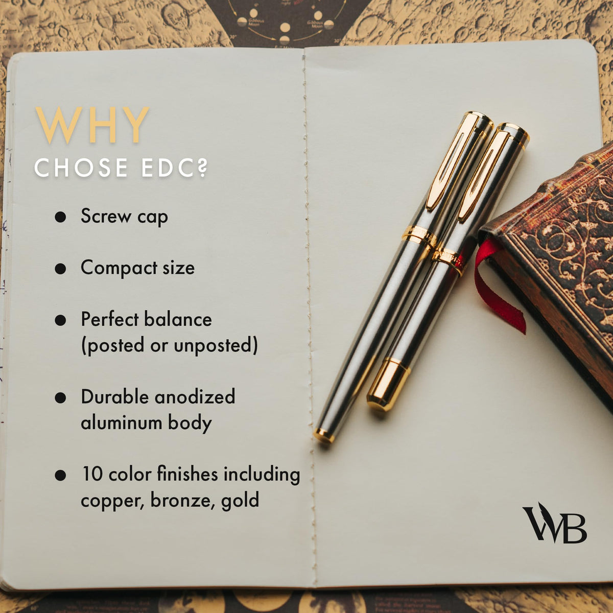 Wordsworth & Black Mini Pocket Fountain Pen for Writing, Medium Nib, Silver