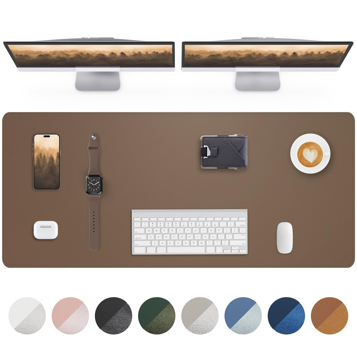 Leather Desk Pad Protector- 48" x 17" Office Desk Mat, Non-Slip PU Leather Mouse Pad, Waterproof