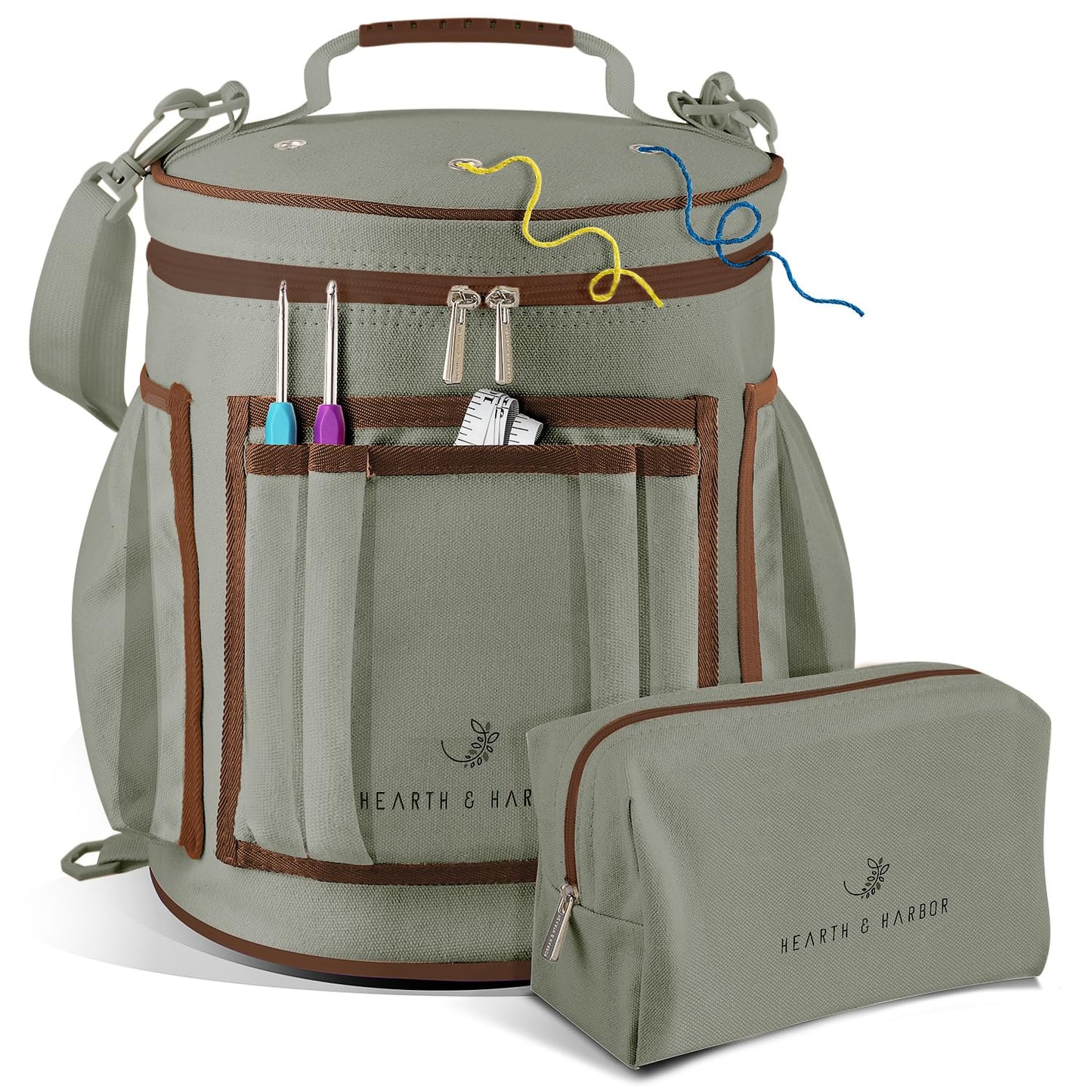 Hearth & Harbor Crochet Bag Organizer – Durable Knitting Bag, Yarn Organizer for Accessories and