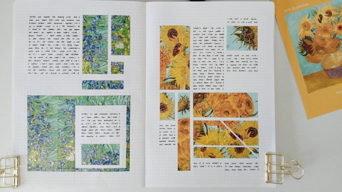 WT Van Gogh Washi Tape Set, Original Design, 3 Rolls, Gold Foil, 30mm Wide Decorative Masking Tape