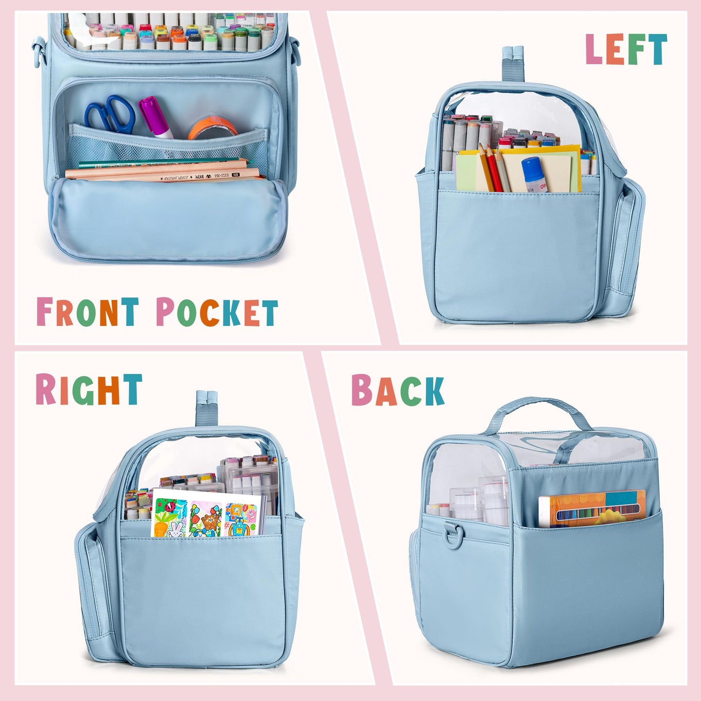 Rexmica Large Marker Organizer Case Storage Bag for 180 Marker Pens, Blue