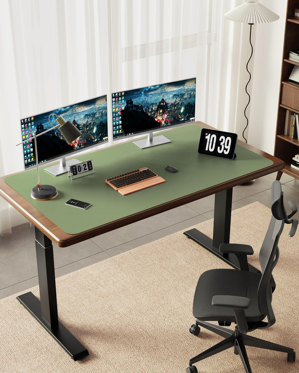 YSAGi 35.4" x 17" Large PU Leather Desk Mat for Keyboard and Mouse - Waterproof Non-Slip Desk Pad