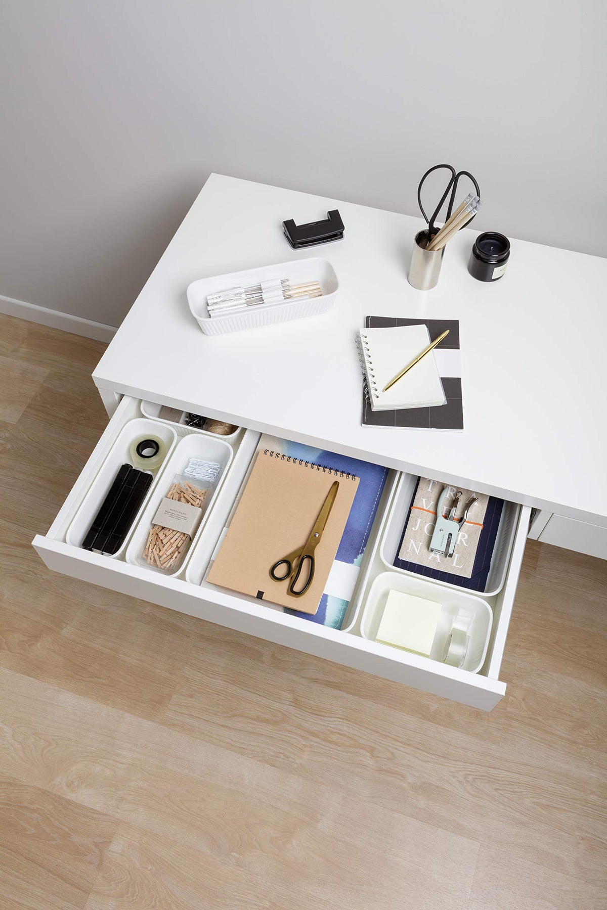 Tatay Drawer Organiser Slim Baobab, Polypropylene, BPA free, White. Measures 9 x 24 x 5.6 cm