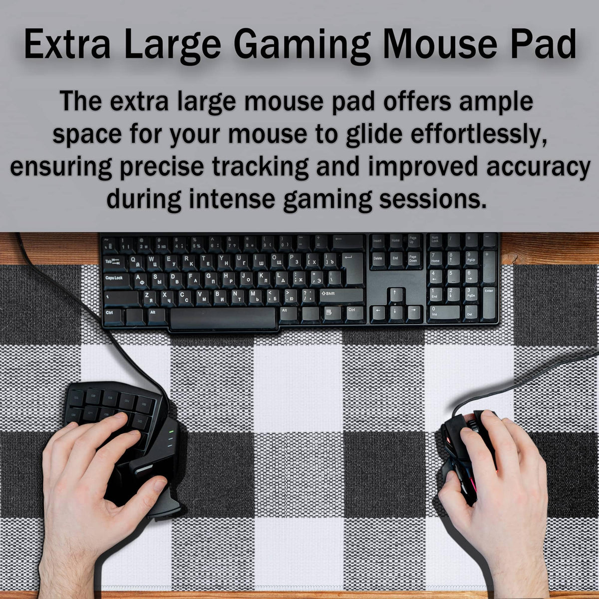 Samgula Office Desk Mats Black and White Pad Buffalo Plaid for Table Gaming Mouse Pad Extra Large