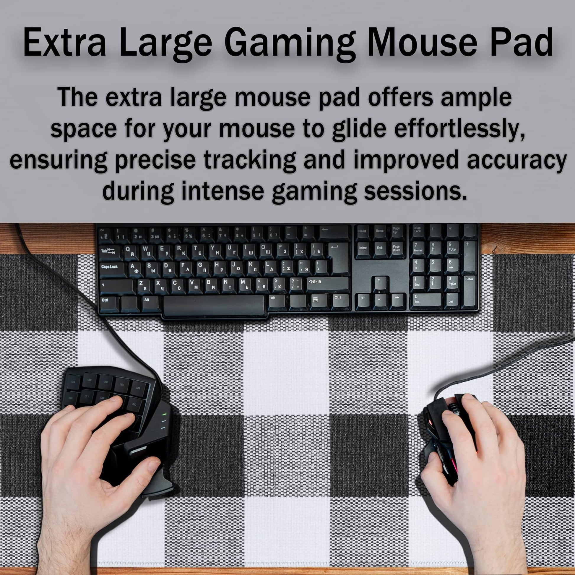 Samgula Office Desk Mats Black and White Pad Buffalo Plaid for Table Gaming Mouse Pad Extra Large