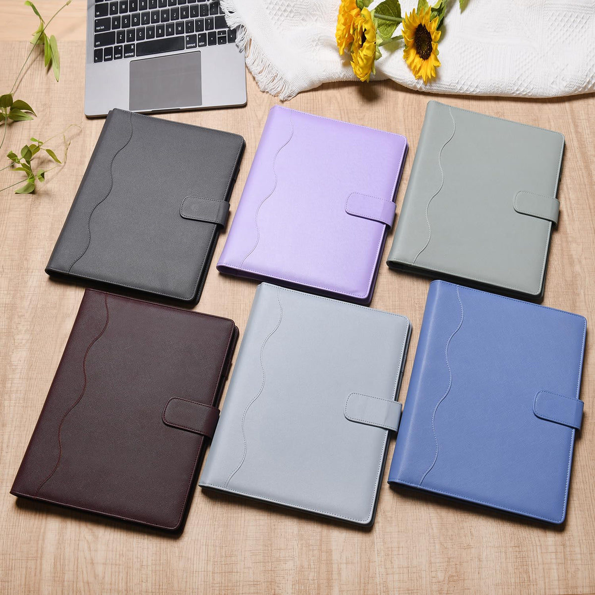 Wonderpool A4 PU Leather 3 & 4 Ring Holder Writing Portfolio Multi Document Case with Removable