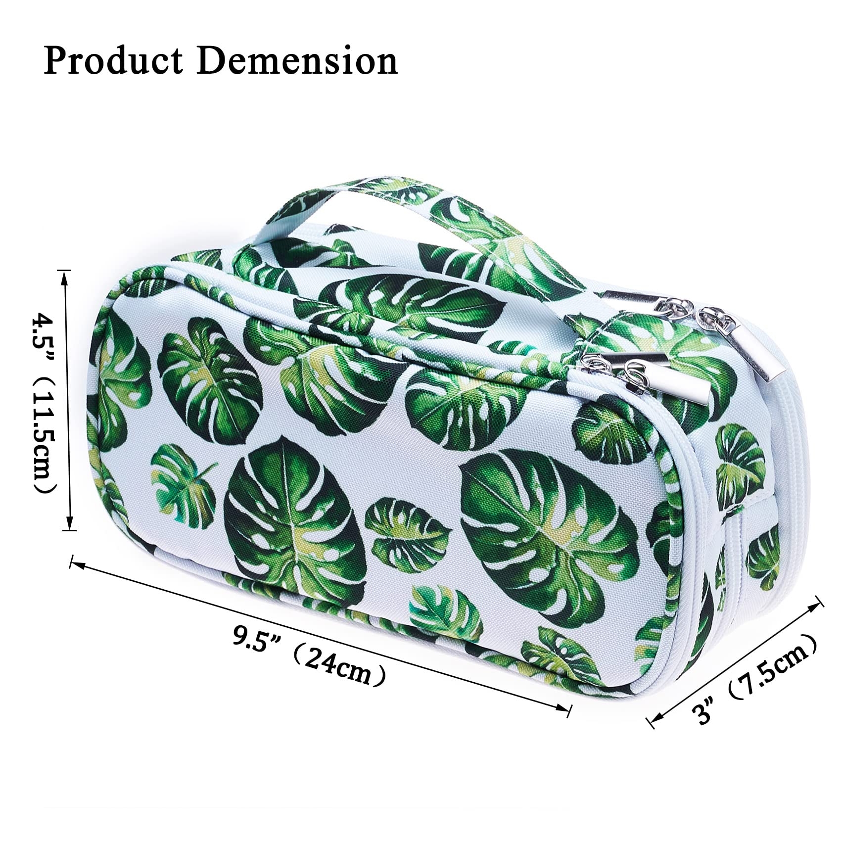 LParkin Tree Leaves Cute Pencil Case Super Large Capacity 3 Compartments Canvas Pen Bag Pouch