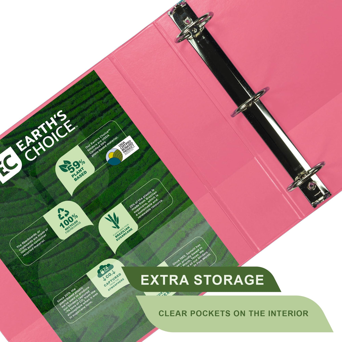 Samsill Plant-Based 2 Inch Durable Round Ring, View Binder, Eco-Friendly, USDA Certified Biobased