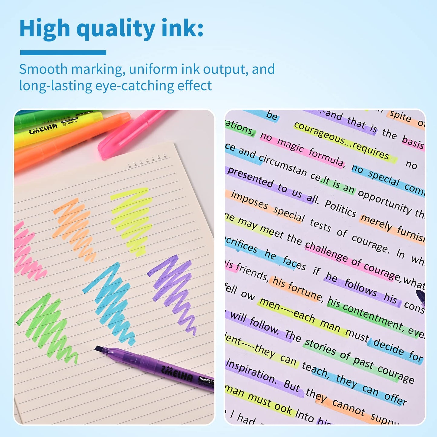 SMELHA Highlighters - 100 Pack Assorted Colors, 6 Colors Bulk, Chisel Tip, Quick Dry, Suitable for