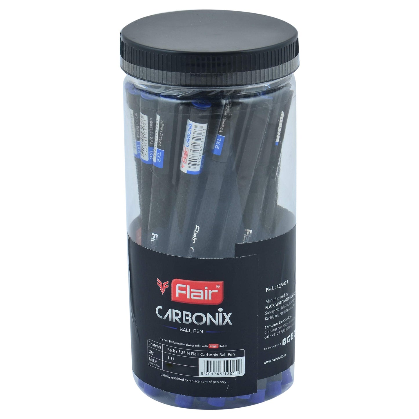 FLAIR Carbonix 0.7mm Ball Pen Jar Pack | Liquid Ink Light Weight Pen | Comfortable Grip With Extra