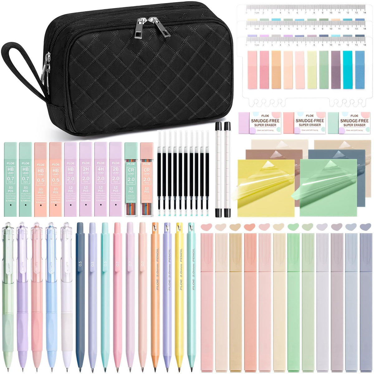 62PCS Aesthetic Back to School Supplies w/ Cute Pencil Case Stationary Set