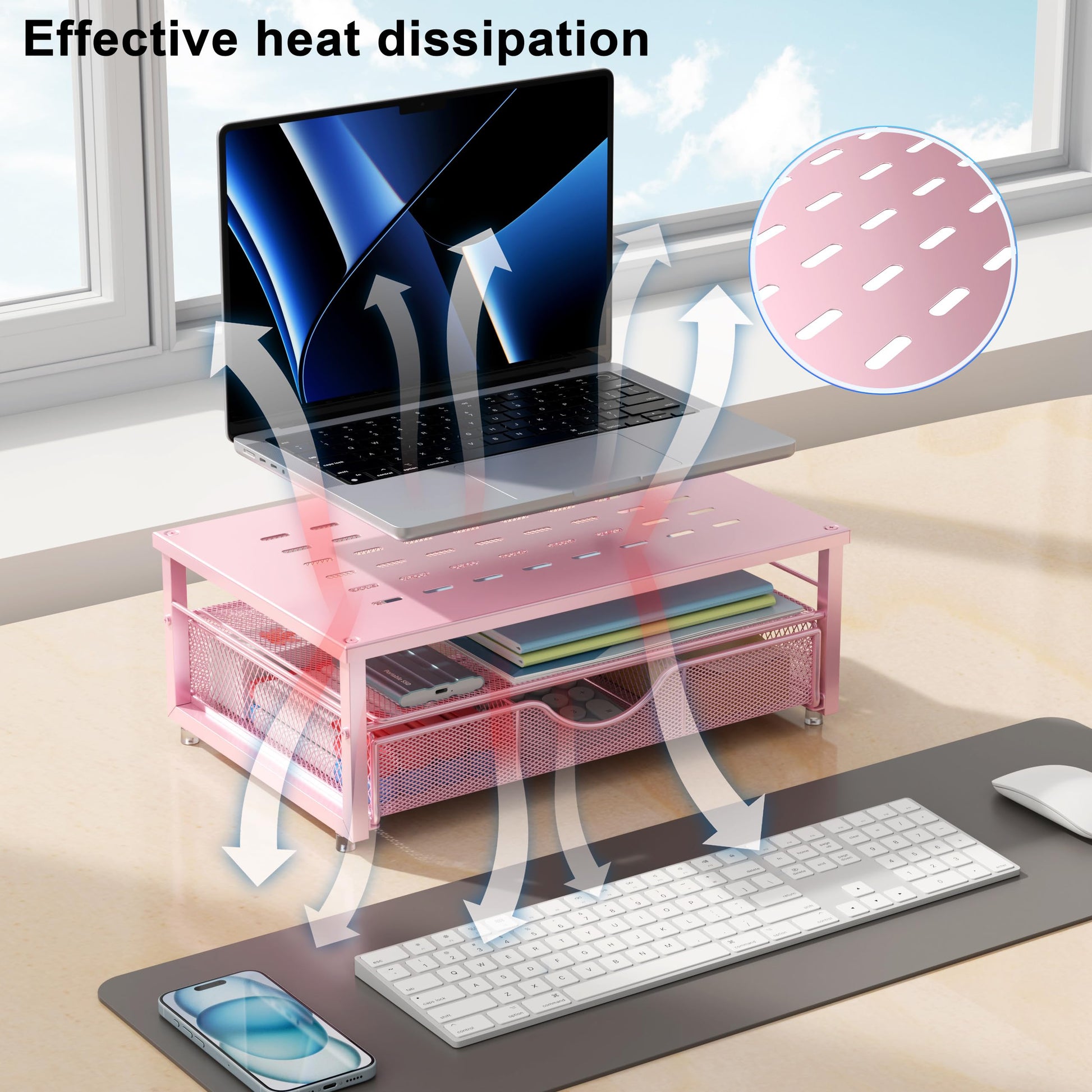 gianotter Computer Monitor Stand Riser with Drawer