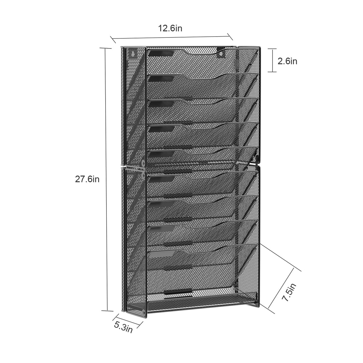 samstar 10 Tier Wall File Organizer, Hanging Wall Mount File Holder Paper Folder Mail Organizer