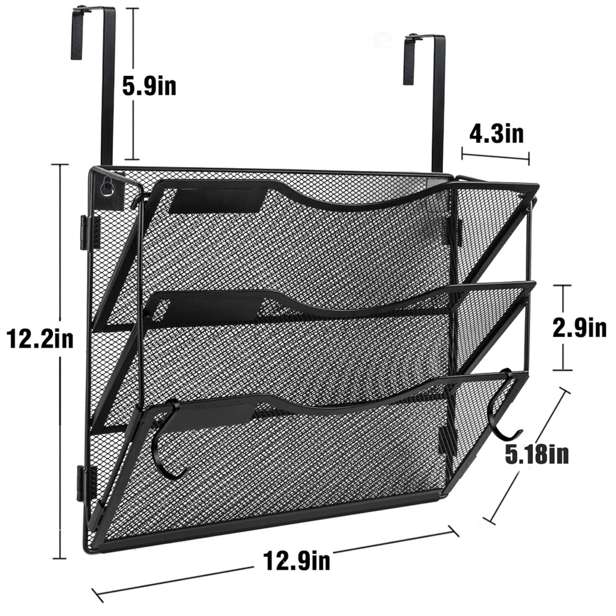 BOHDK Wall File Organizer 3 Pockets, Mail Organizer, Hanging Folder Holder, Foldable | Hanging or