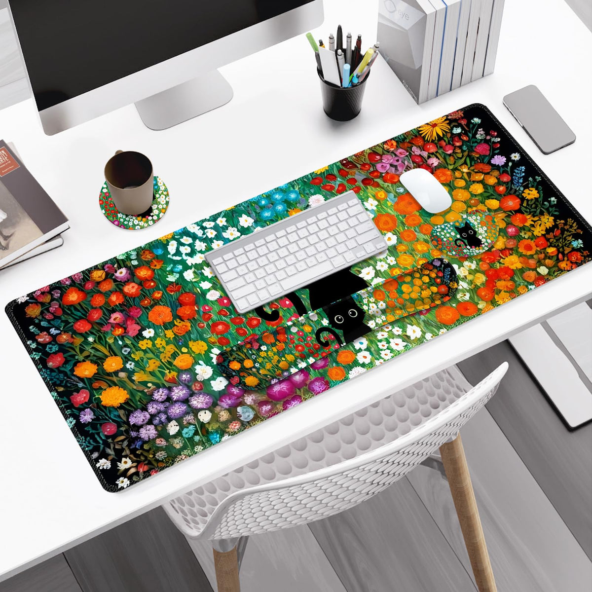 NXZGO Large Gaming Mouse Pad Set, 4 in1 Ergonomics Keyboard Desk Mat w/Memory Foam Wrist Rest