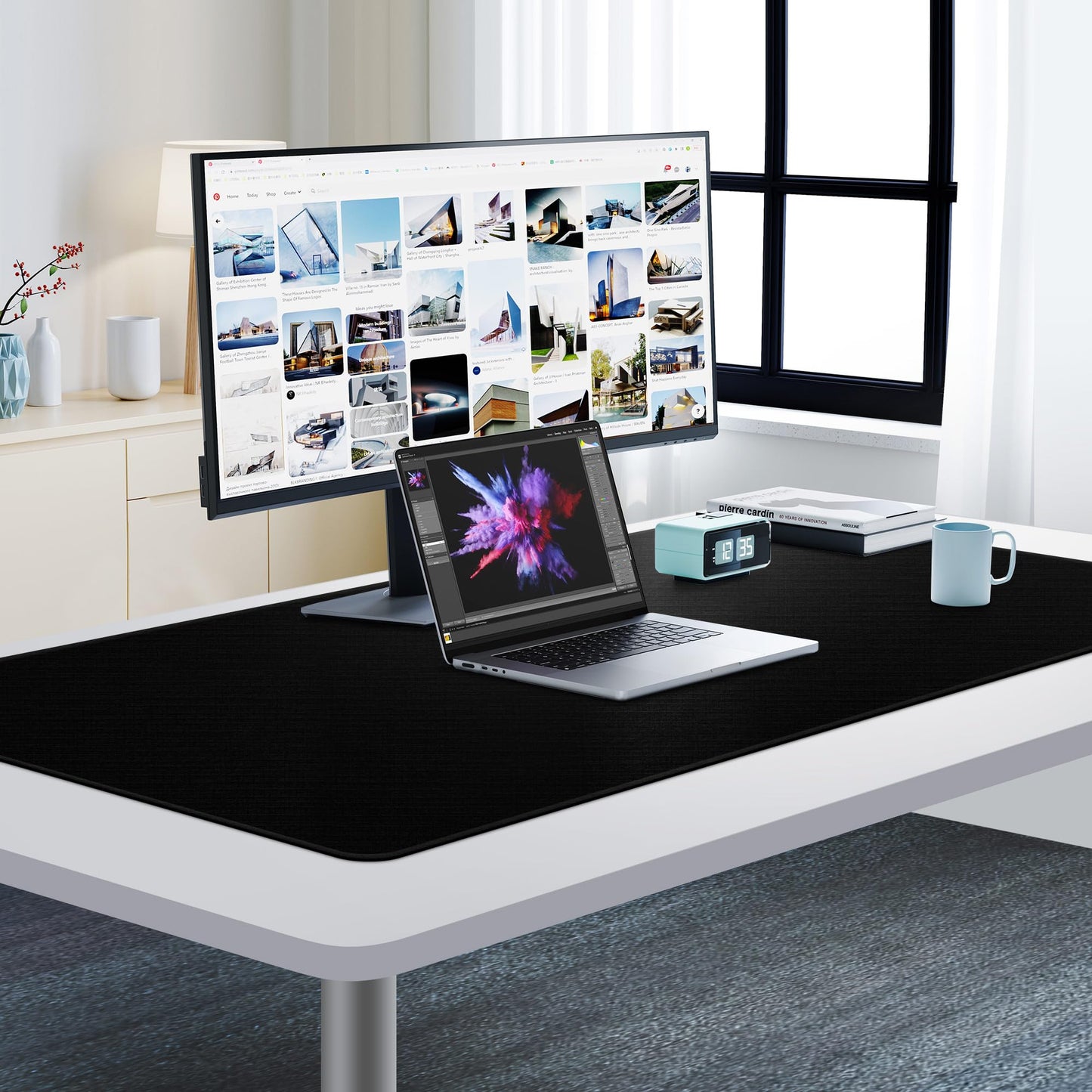 Cacoy 48"x24" XXL Large Gaming Mouse Pad, Non-Slip Computer Desk Mat, Black