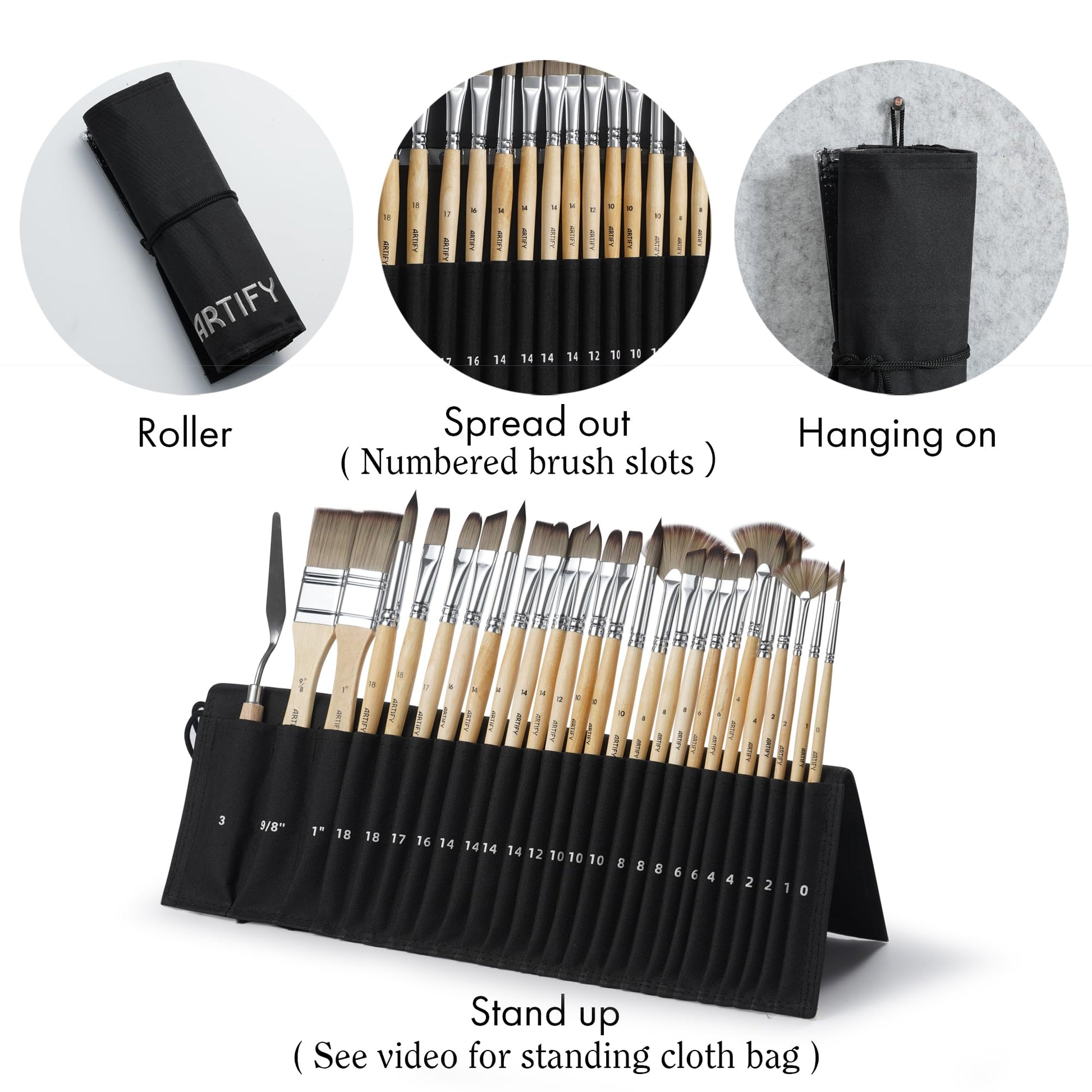 ARTIFY 25 Pieces Professional Paint Brush Set – Expert Series Synthetic Nylon Brushes for Acrylic