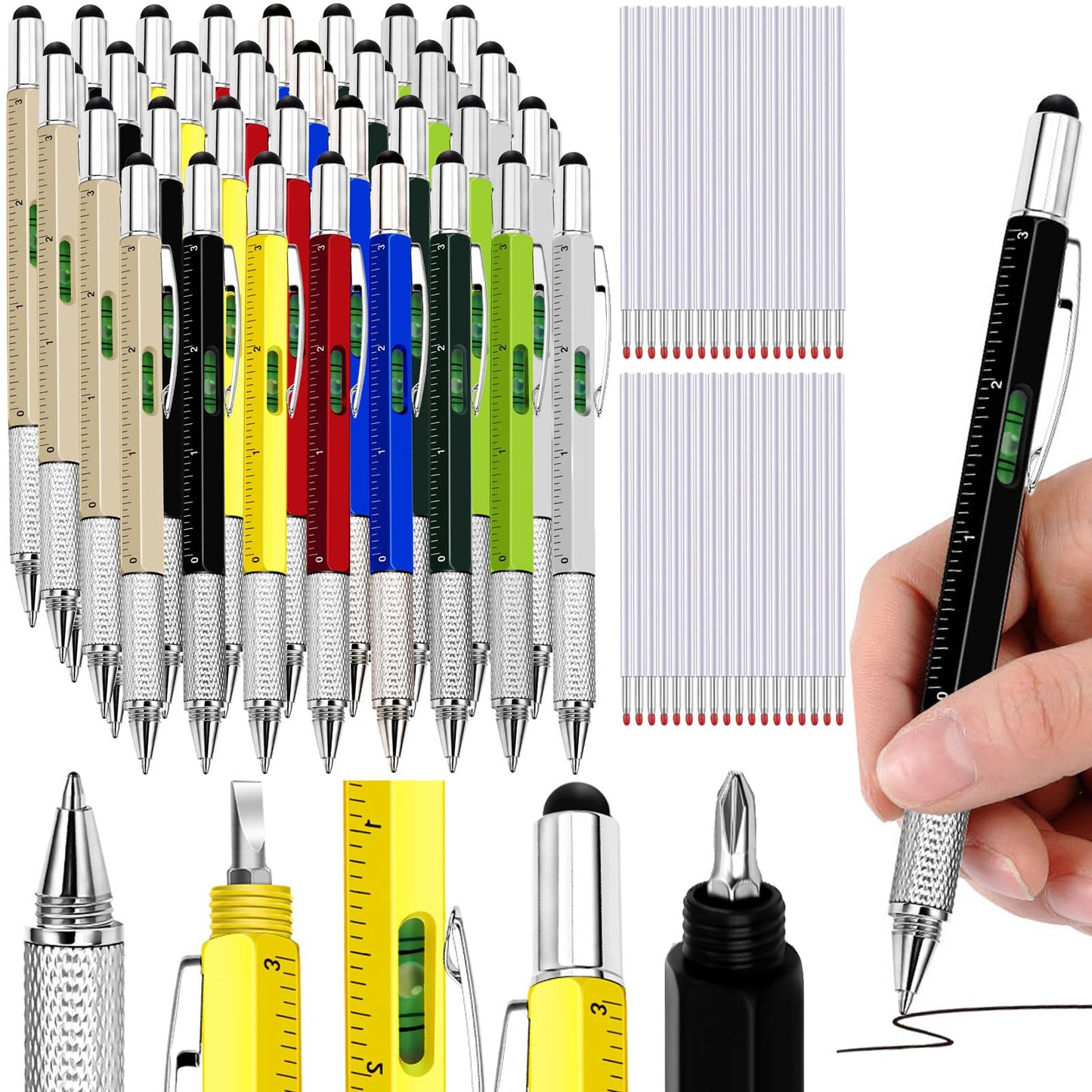 Zonon 32 Pack 6-in-1 Multitool Pens,8 Mixed Colors
