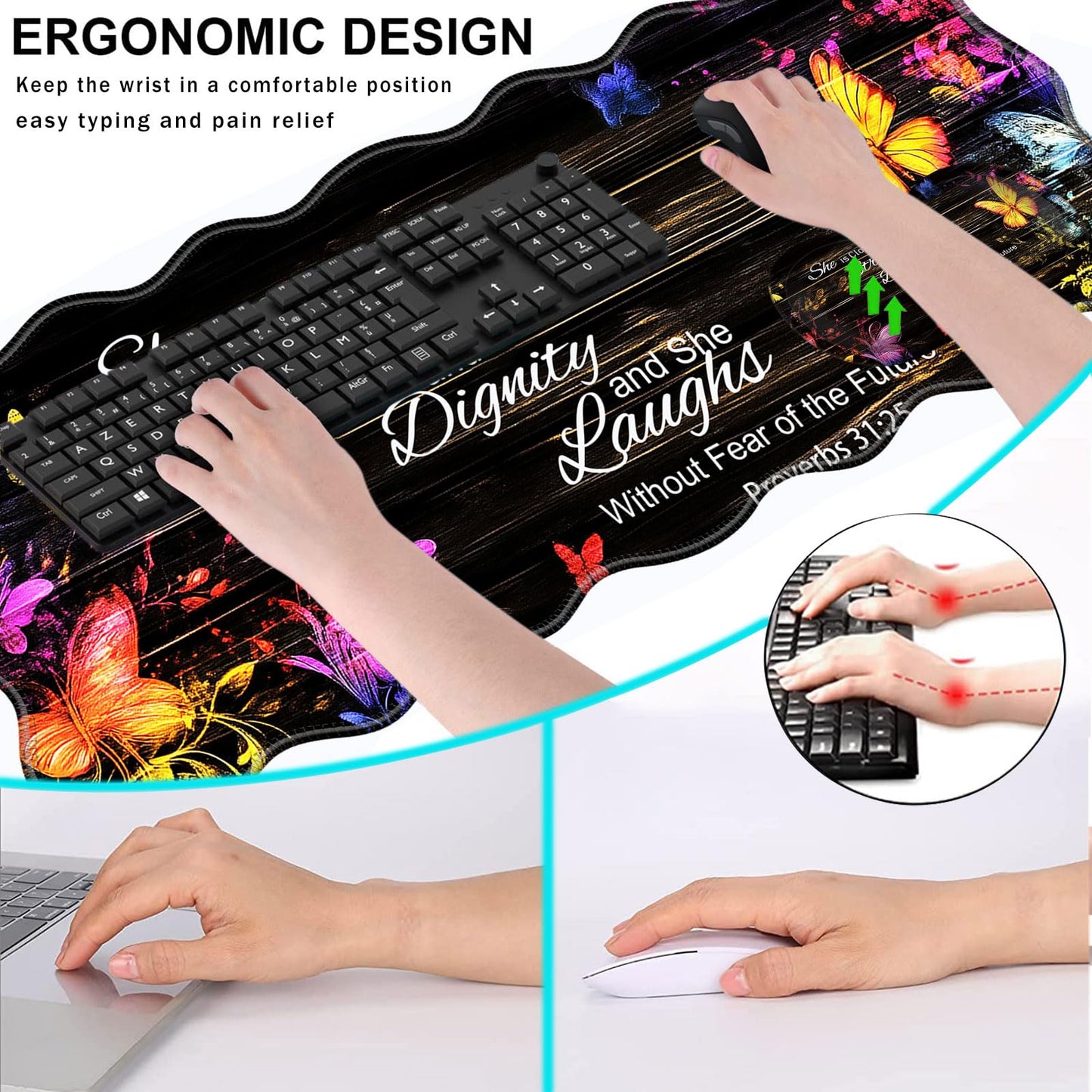 CICPLKSE Mouse Pad with Wrist Support + Desk Mat + Coaster 3 in 1 Set, XL Large Gaming Mousepad