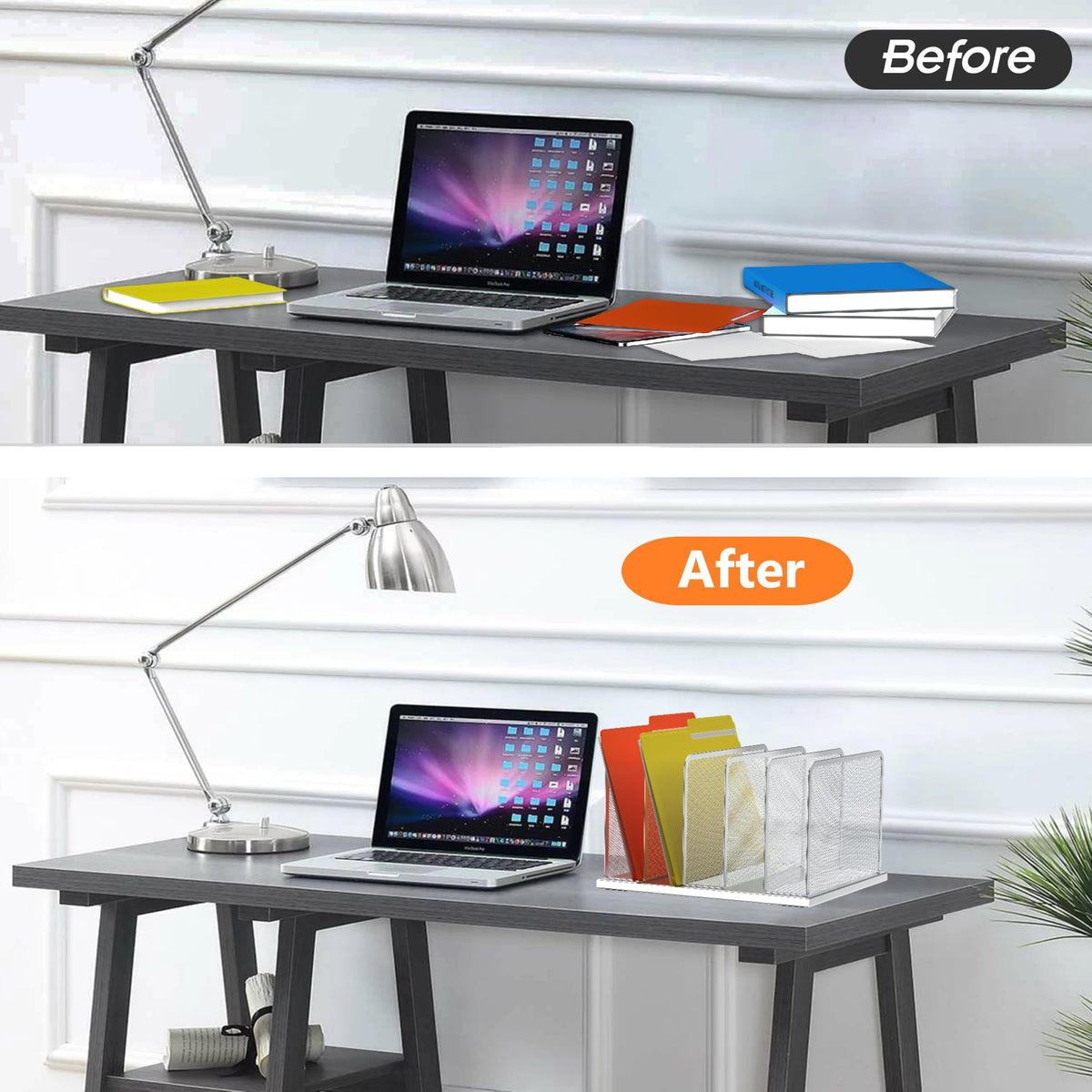 Kuntine.B Desk File Organizer Upright Mesh Desktop Organizer File Sorter Office Organization File