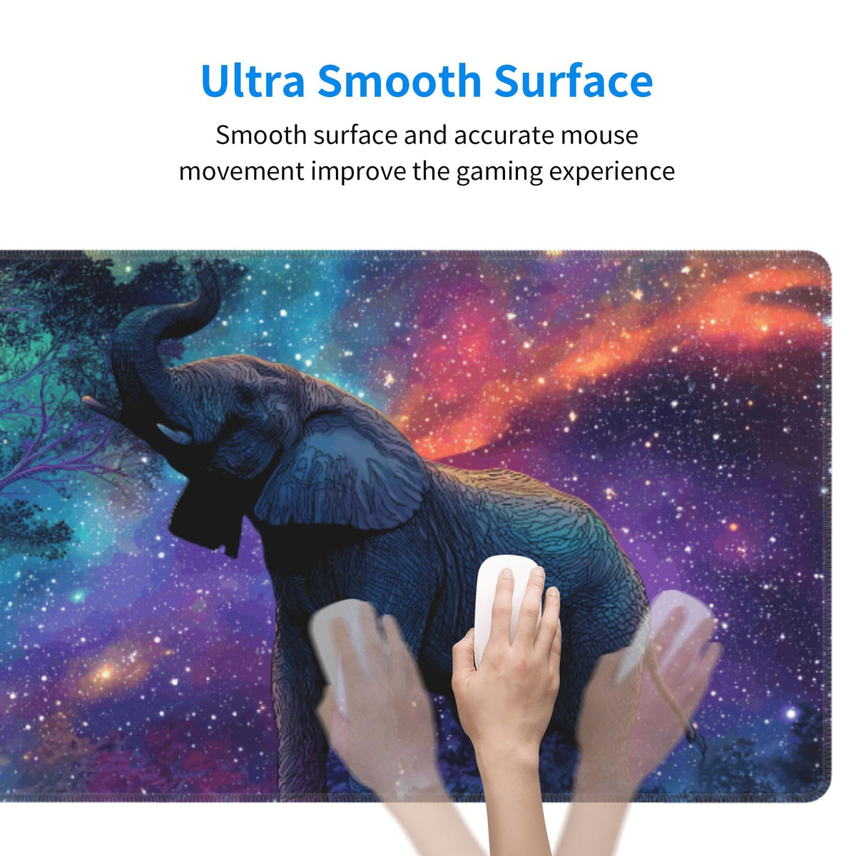 Elephant Mouse Pad Extended Large Gaming Mouse Pad XL Stitched Edges for Gamer Home Office 31.5 X
