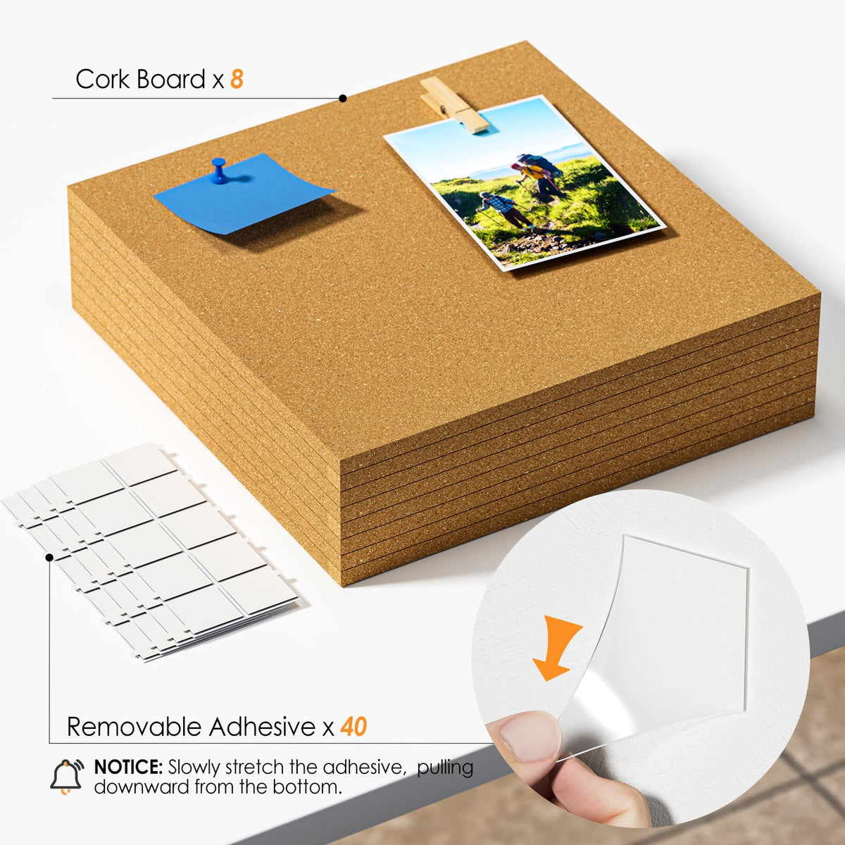 MaxGear 48" x 24" Large Cork Board for Wall, 8 Pack 12" x 12" Tiles
